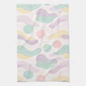 Pastel Abstract Seamless Pattern Waves and Circles キッチンタオル (縦)