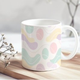Pastel Abstract Seamless Pattern Waves and Circles コーヒーマグカップ
