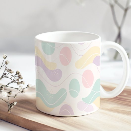 Pastel Abstract Seamless Pattern Waves and Circles コーヒーマグカップ