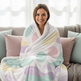 Pastel Abstract Seamless Pattern Waves and Circles シェルパブランケット