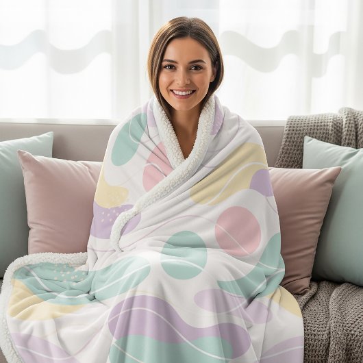 Pastel Abstract Seamless Pattern Waves and Circles シェルパブランケット