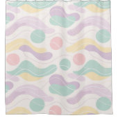 Pastel Abstract Seamless Pattern Waves and Circles シャワーカーテン (正面)