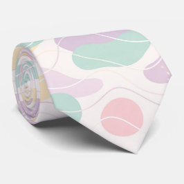 Pastel Abstract Seamless Pattern Waves and Circles ネクタイ