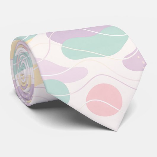 Pastel Abstract Seamless Pattern Waves and Circles ネクタイ (ロール)