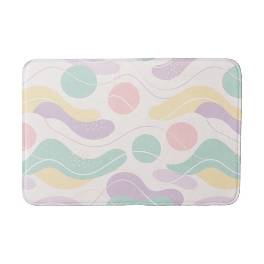 Pastel Abstract Seamless Pattern Waves and Circles バスマット (正面)