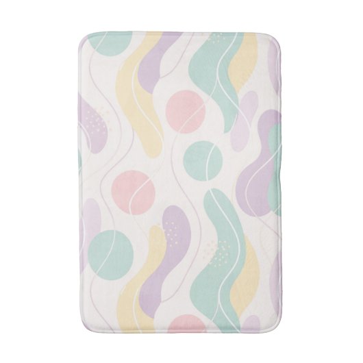 Pastel Abstract Seamless Pattern Waves and Circles バスマット (正面縦)