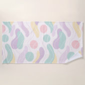 Pastel Abstract Seamless Pattern Waves and Circles ビーチタオル (正面)