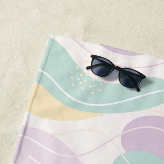 Pastel Abstract Seamless Pattern Waves and Circles ビーチタオル (インサイチュ)