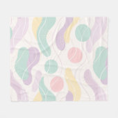 Pastel Abstract Seamless Pattern Waves and Circles フリースブランケット (正面(横))
