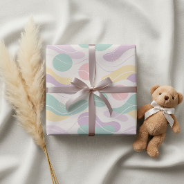 Pastel Abstract Seamless Pattern Waves and Circles ラッピングペーパー