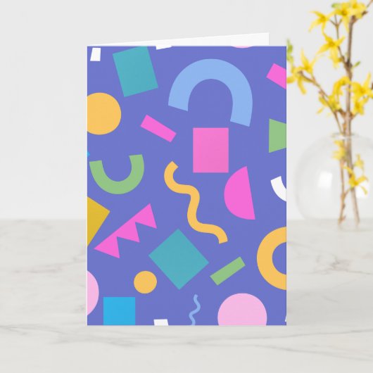 Pastel Abstract Shapes Pattern Design カード (黄色い花)