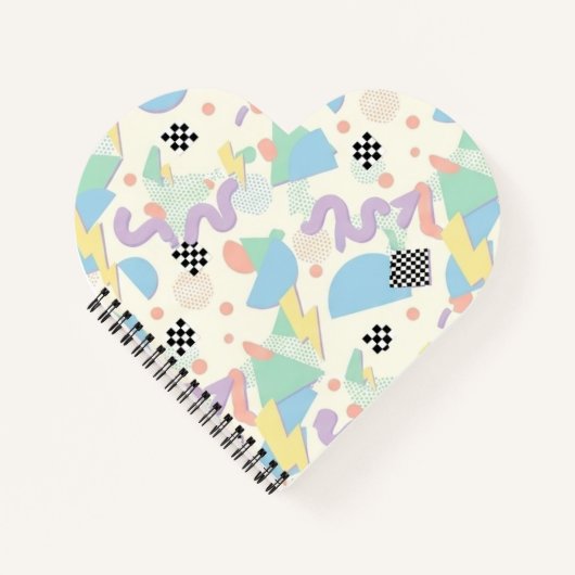 Pastel Abstract Shapes Pattern Design ノートブック (正面)