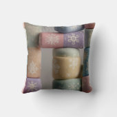 Pastel Abstract & Snowflake Patchwork Throw Pillow クッション (裏面)