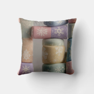 Pastel Abstract & Snowflake Patchwork Throw Pillow クッション