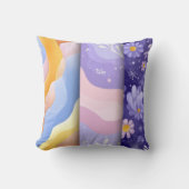 Pastel Abstract & Snowflake Patchwork Throw Pillow クッション (正面)