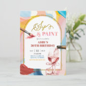Pastel Adult Birthday Paint and Sip Invitation 招待状 (スタンド正面)