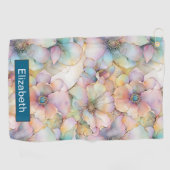Pastel Alcohol Ink Floral Personalized ゴルフタオル (横)