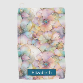 Pastel Alcohol Ink Floral Personalized ゴルフタオル