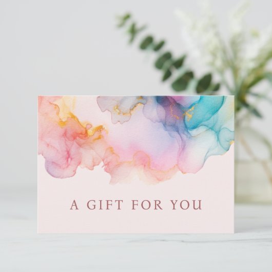 Pastel Alcohol Ink Gift Certificate Card (スタンド正面)