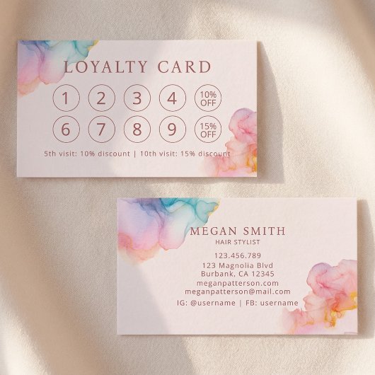 Pastel Alcohol Ink Modern Loyalty Card ロイヤリティカード