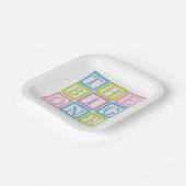 Pastel Alphabet Blocks The Big One First Birthday ペーパープレート (傾斜あり)