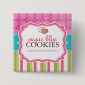 Pastel and Stripes Heart Shape Sugar Cookies 缶バッジ (正面)