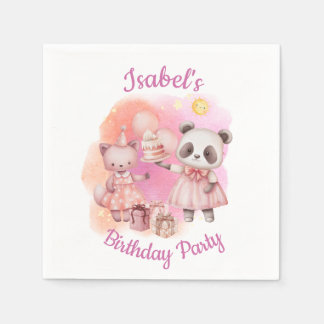 Pastel Animal Birthday Party Napkins スタンダードカクテルナプキン
