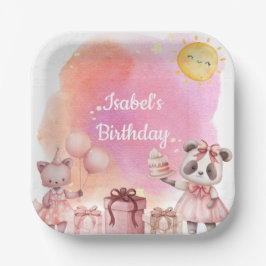 Pastel Animal Birthday Party Paper Plate ペーパープレート