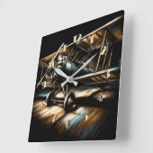  Pastel Antique Biplane Aeroplane Airplane スクエア壁時計 (傾斜)