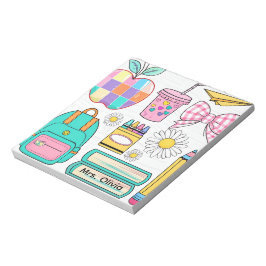 Pastel Apple and School Supplies Notepad ノートパッド