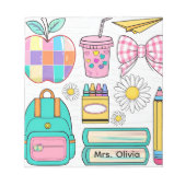 Pastel Apple and School Supplies Notepad ノートパッド (正面)