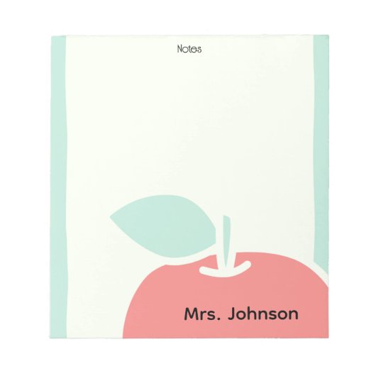 Pastel Apple Brush Frame Teacher Notepad ノートパッド (正面)