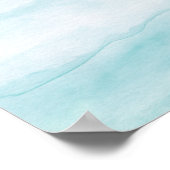 Pastel Aqua Blue Ombre Watercolor Abstract Art ポスター (角)