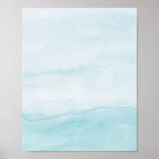 Pastel Aqua Blue Ombre Watercolor Abstract Art ポスター (正面)