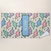 Pastel Arcade Dinosaur Pixel Silhouettes Pattern ビーチタオル (正面)