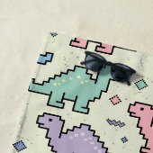 Pastel Arcade Dinosaur Pixel Silhouettes Pattern ビーチタオル (インサイチュ)