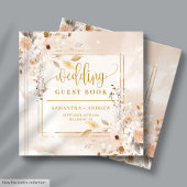 Pastel Autumn Boho Florals Gold Wedding Guest Book ゲストブック