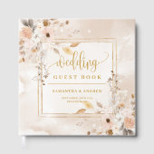 Pastel Autumn Boho Florals Gold Wedding Guest Book ゲストブック (正面)