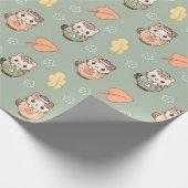 Pastel Autumn Cats in Mugs Pattern ラッピングペーパー (角)