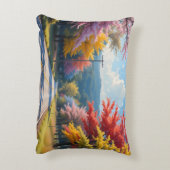 Pastel Autumn Country Road Watercolor アクセントクッション (裏面(縦))