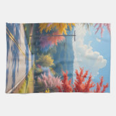 Pastel Autumn Country Road Watercolor キッチンタオル (横)