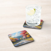 Pastel Autumn Country Road Watercolor コースター (右側)