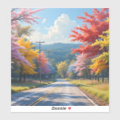 Pastel Autumn Country Road Watercolor シール (シート)