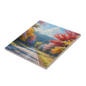 Pastel Autumn Country Road Watercolor タイル (側面)