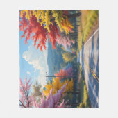 Pastel Autumn Country Road Watercolor フリースブランケット (正面)