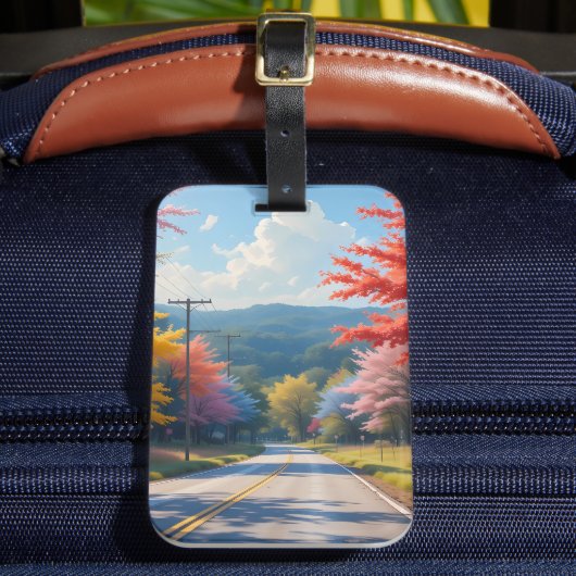 Pastel Autumn Country Road Watercolor ラゲッジタグ (正面インサイチュ2)