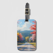 Pastel Autumn Country Road Watercolor ラゲッジタグ (正面縦)
