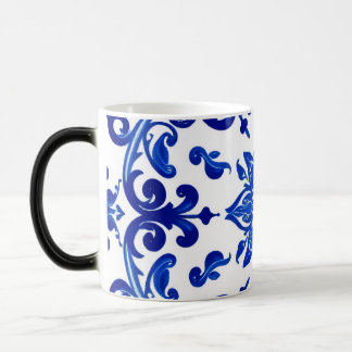 Pastel Baby Blue and White French Floral Fancy Dam モーフィングマグカップ