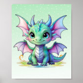 Pastel Baby Dragon Print ポスター (正面)