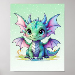 Pastel Baby Dragon Print ポスター